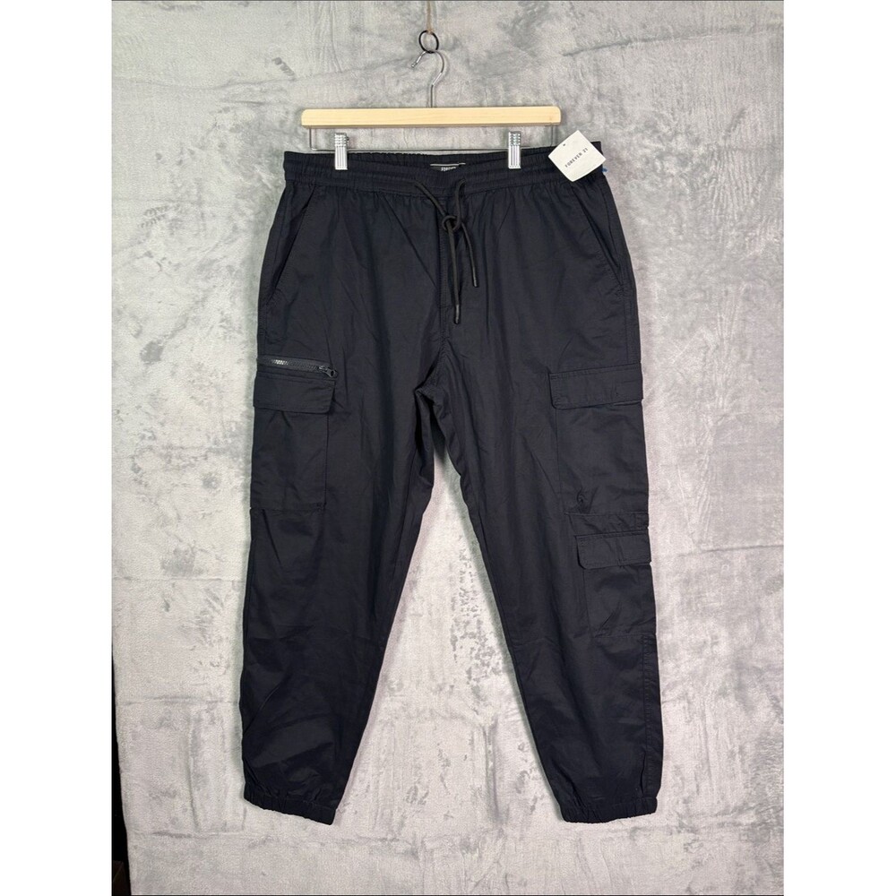 NWT New Forever 21 Black Cargo Pocket Joggers Size XL